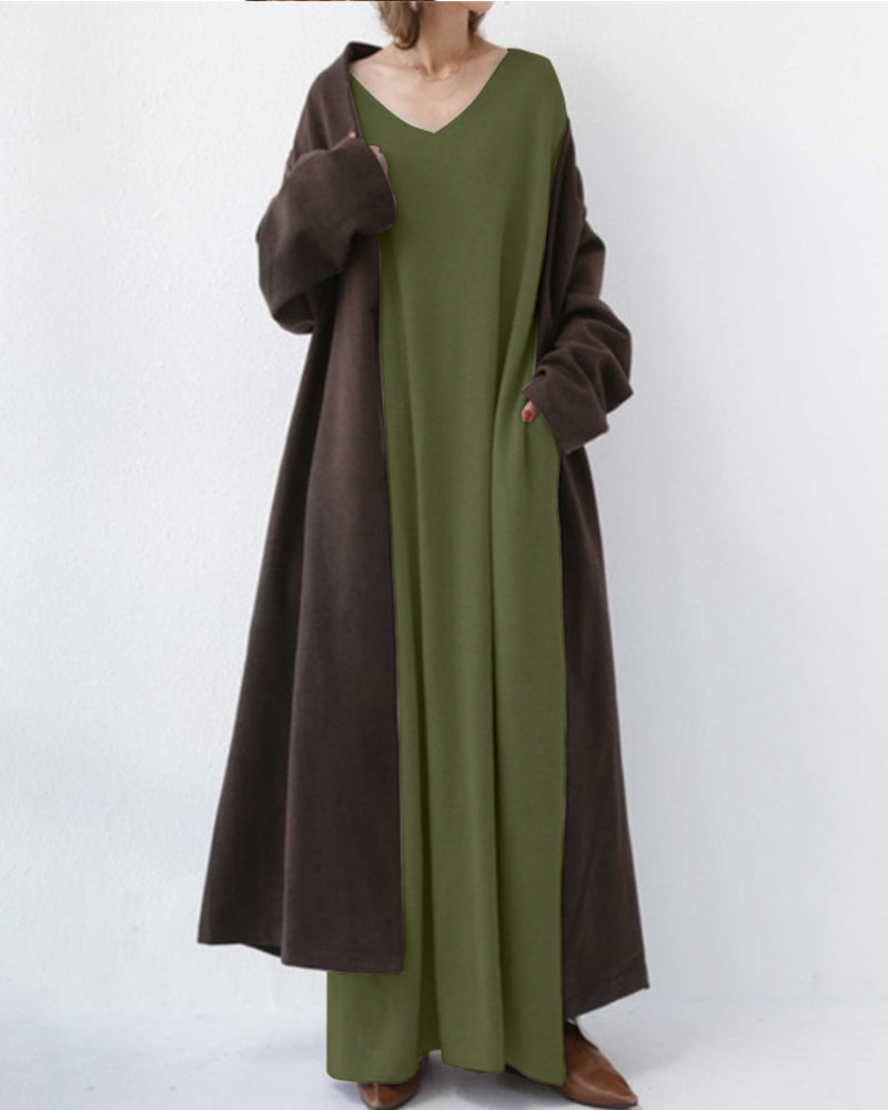 Eudora - Vestido con escote en V casual elegante