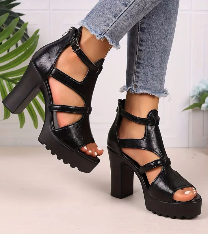 Elestine - Sandalias estilo gladiador con plataforma esculpida