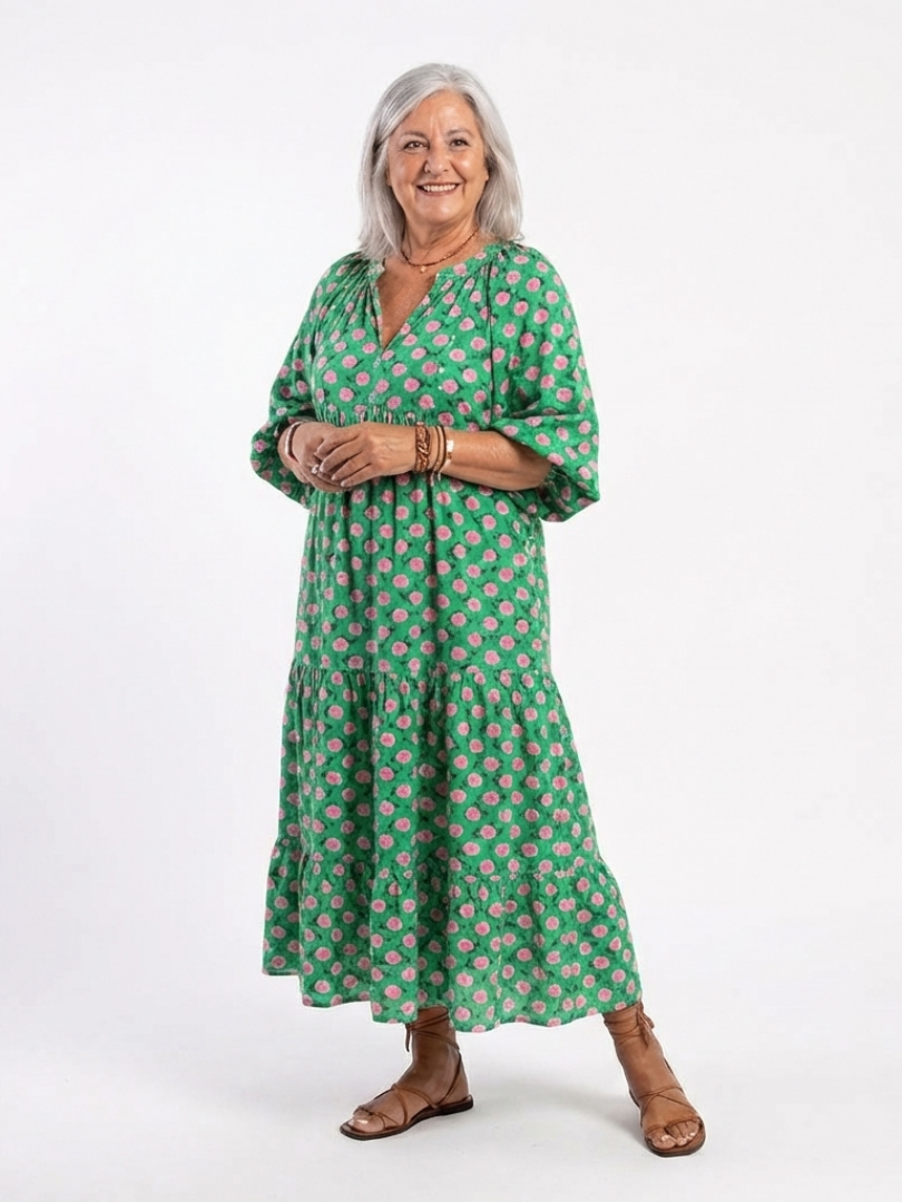Emmera - Vestido de verano vaporoso con holanes