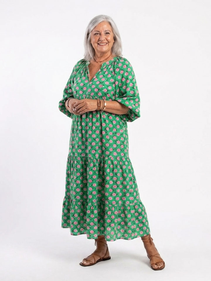 Emmera - Vestido de verano vaporoso con holanes