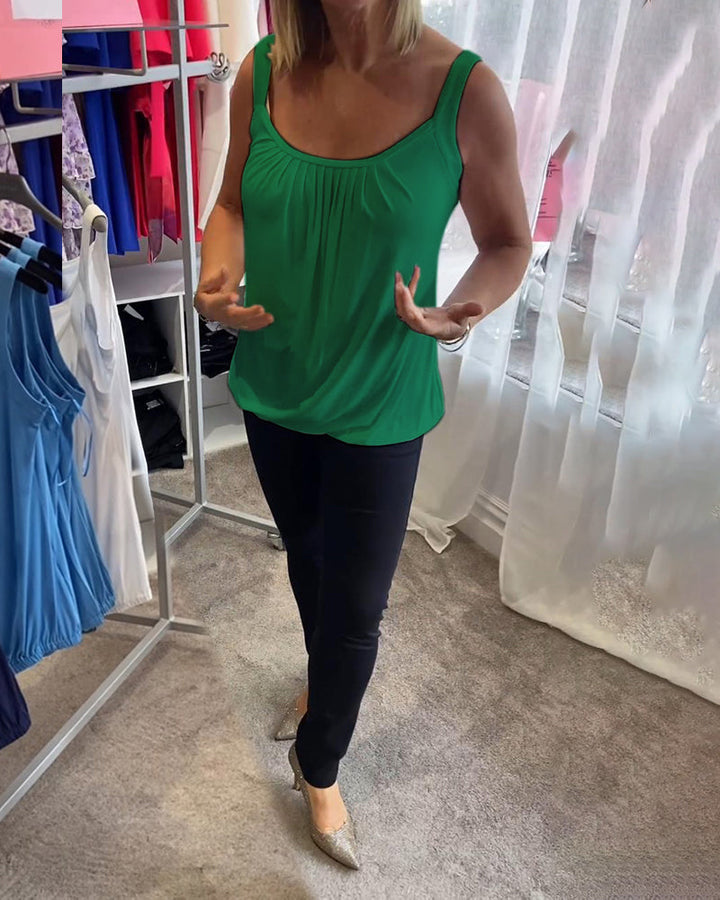 Corina - Top sin mangas con escote en U, suave al tacto