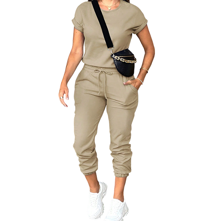 Tovelle - Conjunto de top casual y pantalón jogger