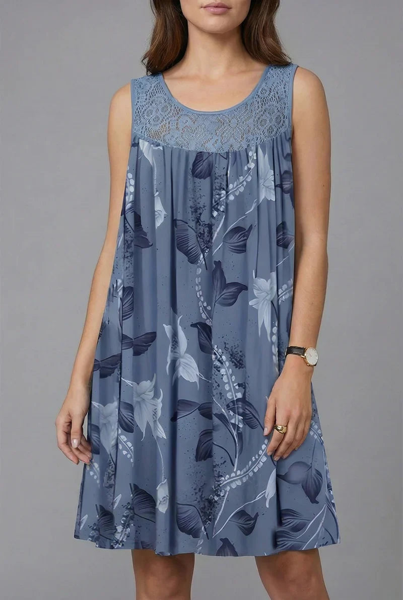 Ariadne - Vestido de silueta recta con estampado floral elegante