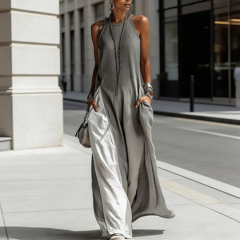 Zarella - Vestido largo con bloques de color de tacto suave