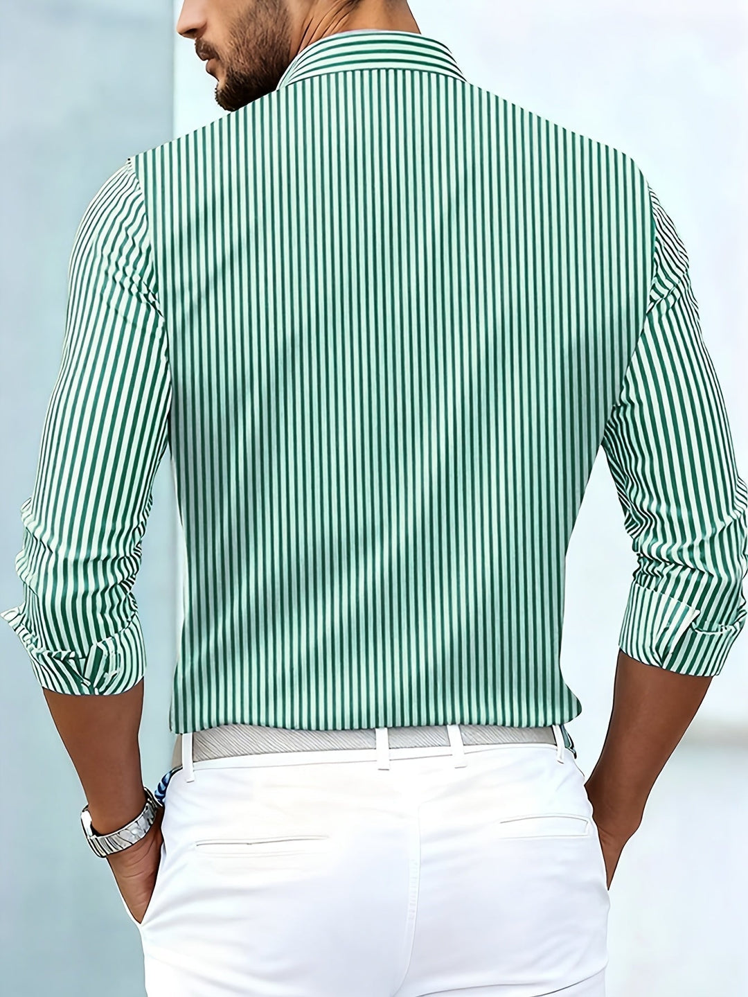 Alverton - Camisa de manga larga a rayas con lavado vintage
