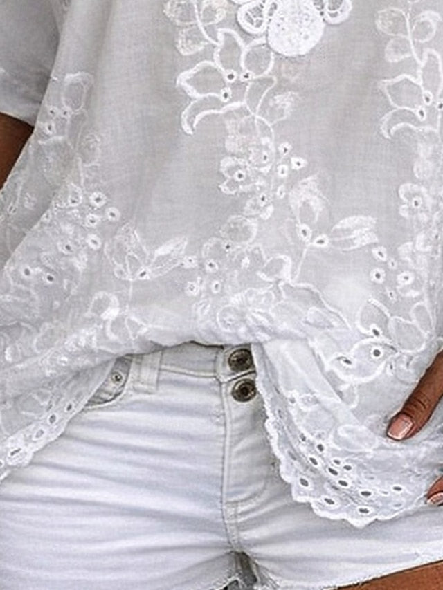 Ember - Blusa de encaje bordado con escote en V