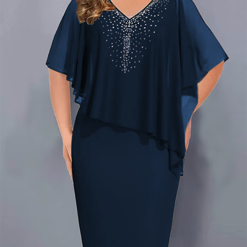 Lirienne - Vestido midi de viscosa con piedras preciosas