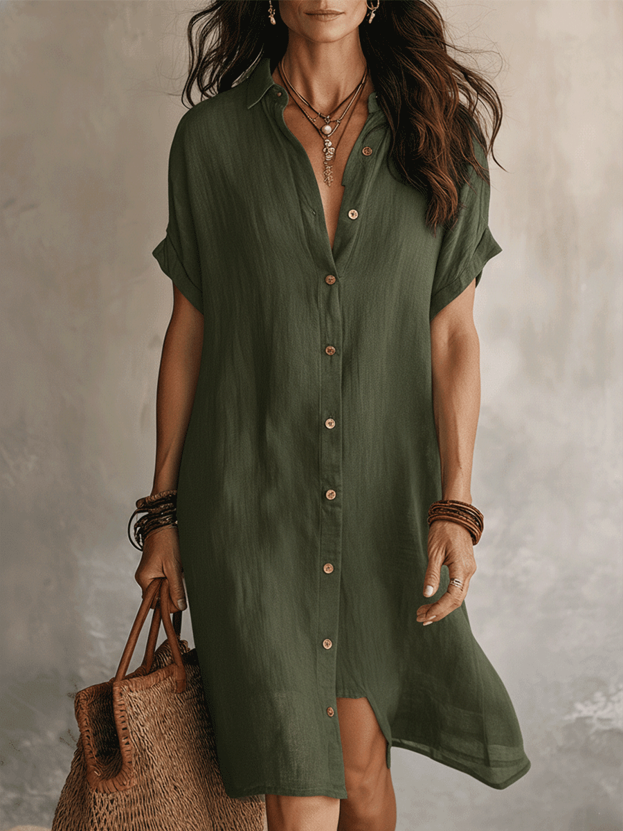 Daphne - Vestido camisero de lino fresco