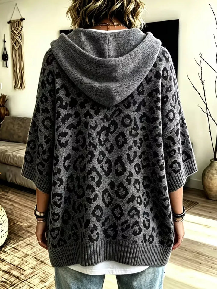 Jocasta - Suéter de punto con estampado de leopardo de corte oversize