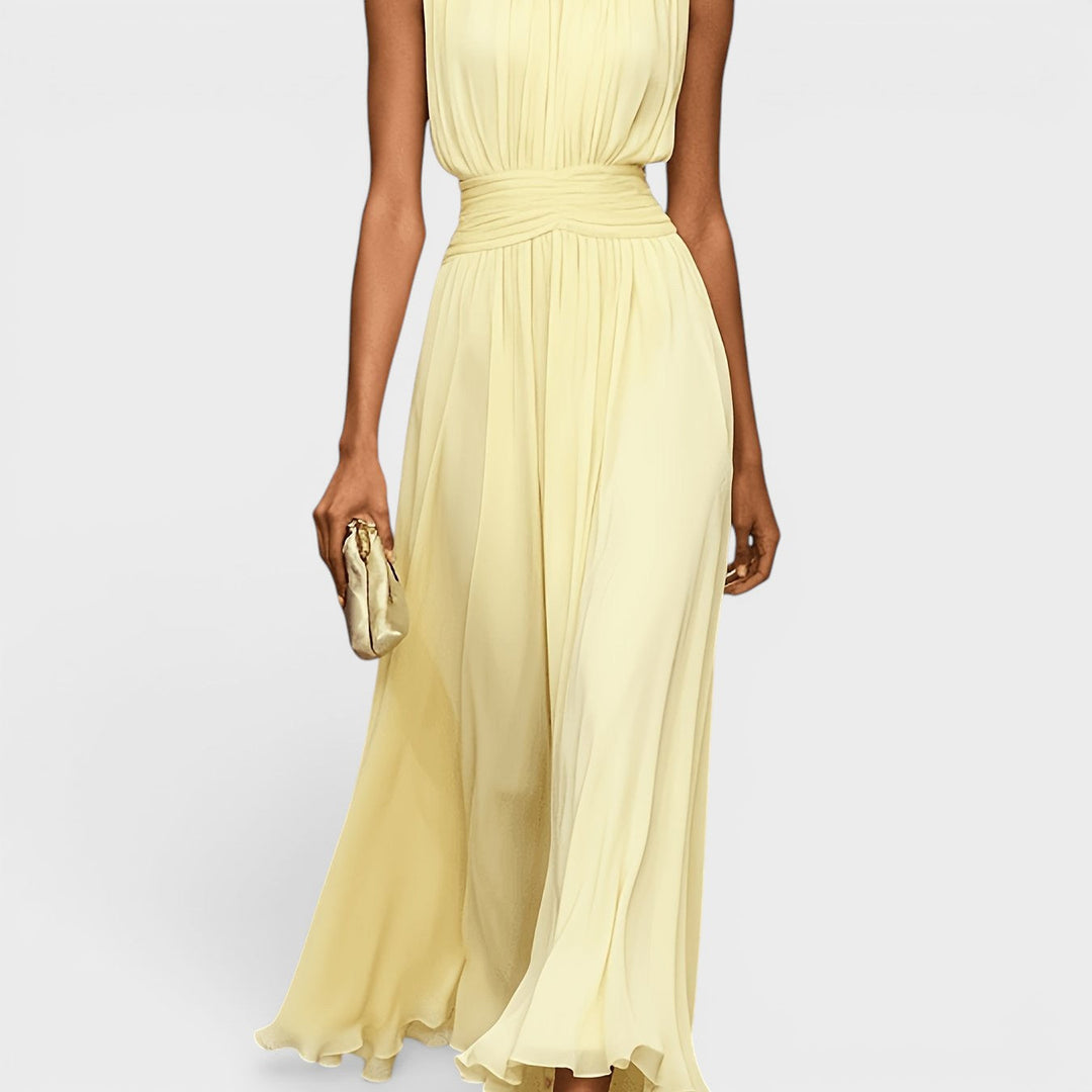 Evadne - Vestido midi drapeado premium
