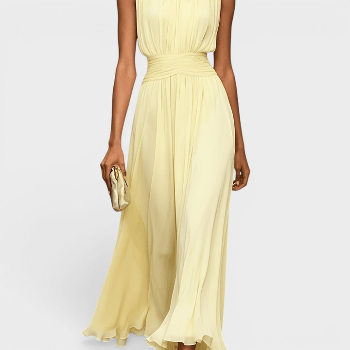 Evadne - Vestido midi drapeado premium