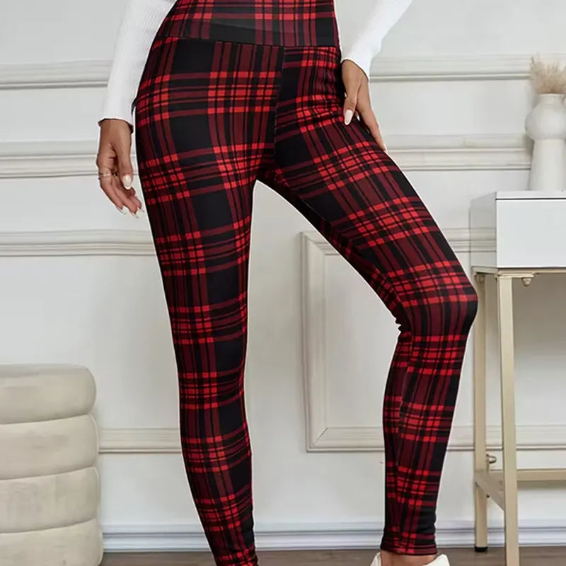 Estelyn - Leggings clásicos a cuadros con elastano