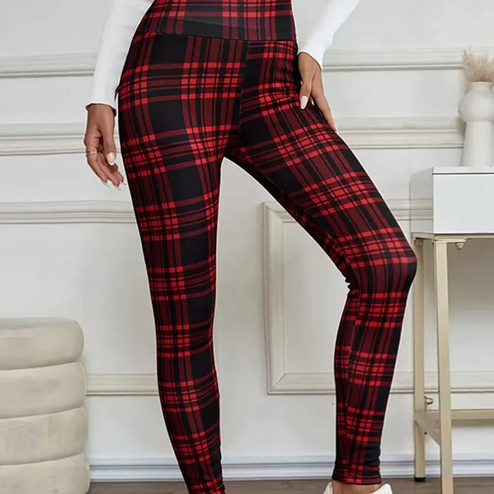 Estelyn - Leggings clásicos a cuadros con elastano