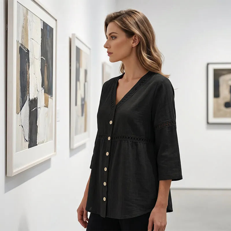 Ardena - Blusa bordada con botones
