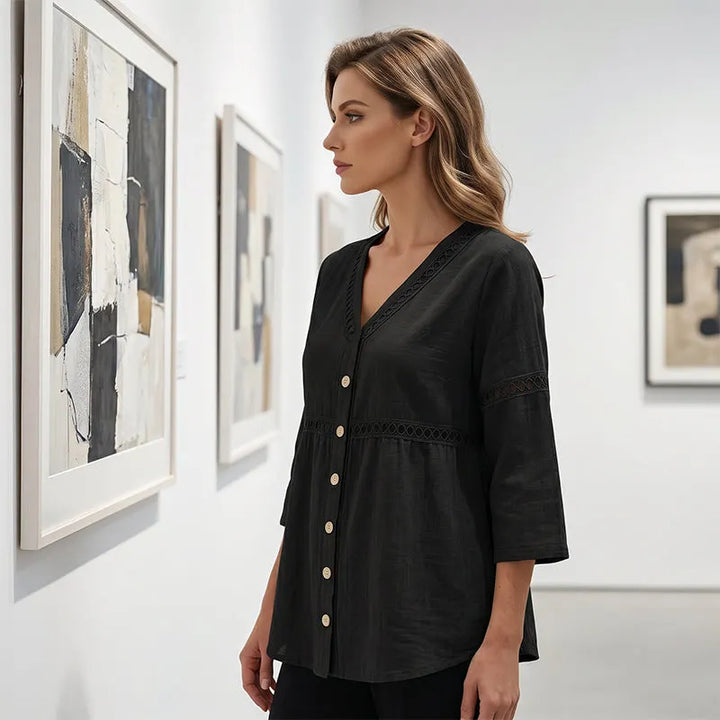 Ardena - Blusa bordada con botones