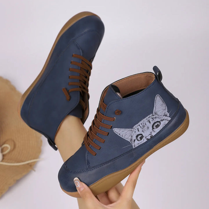Zorelle - Botines cómodos con detalle de gato