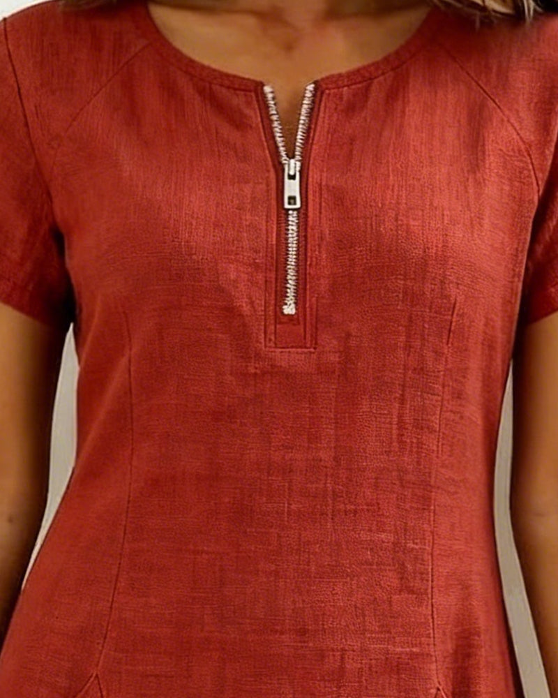 Dariae - Vestido de corte A de mezcla de lino