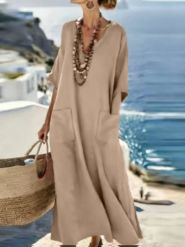 Serenelle - Vestido maxi con escote en V y suave al tacto