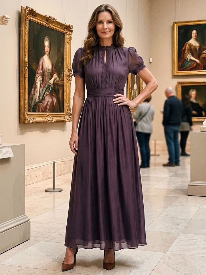 Jovelle - Vestido maxi plisado de tacto suave