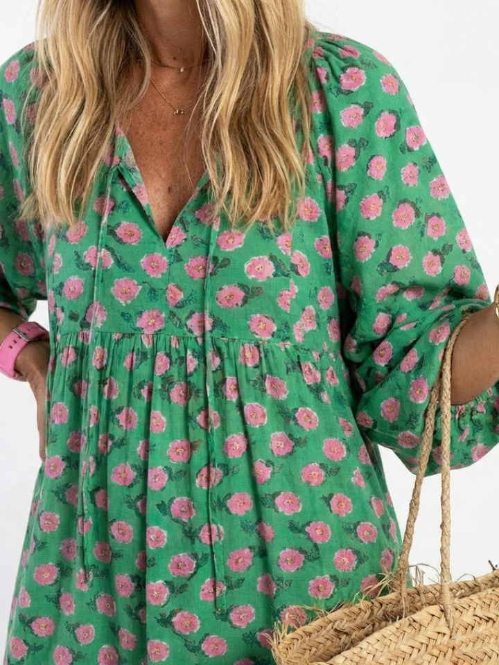 Emmera - Vestido de verano vaporoso con holanes