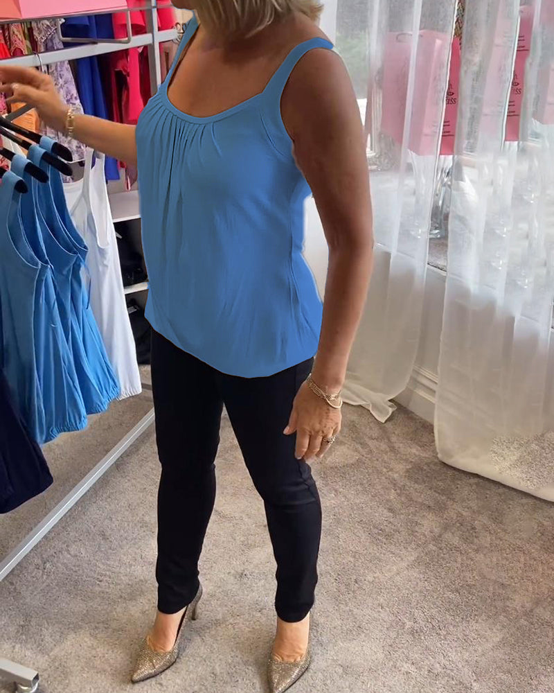 Corina - Top sin mangas con escote en U, suave al tacto