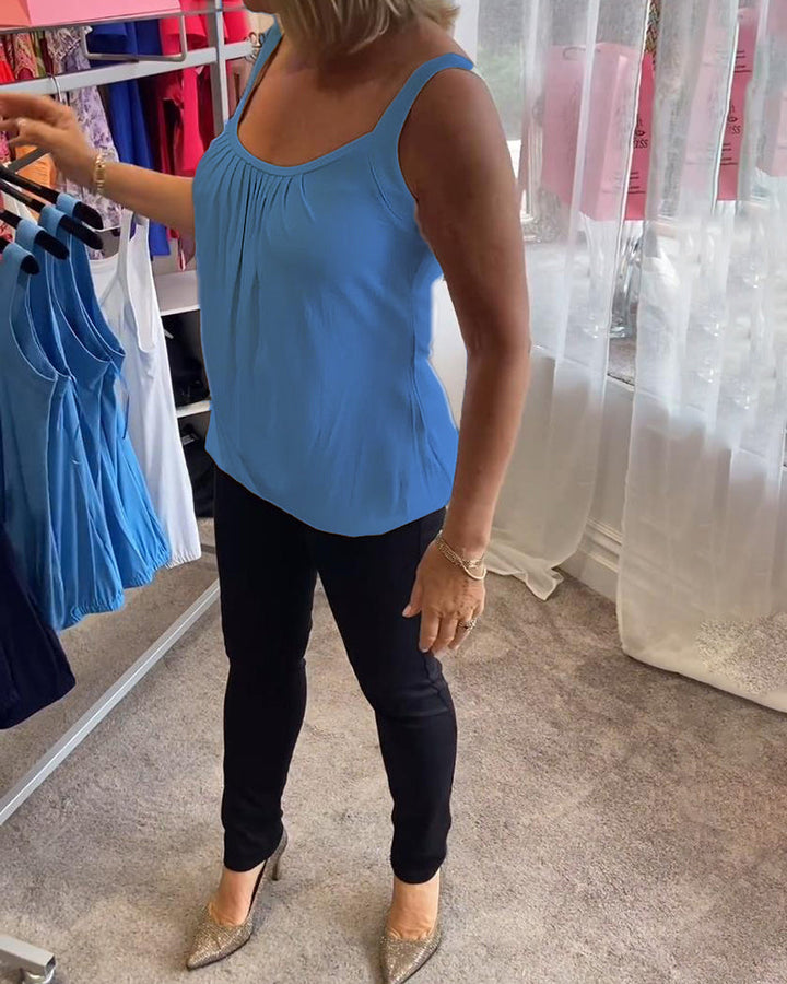 Corina - Top sin mangas con escote en U, suave al tacto