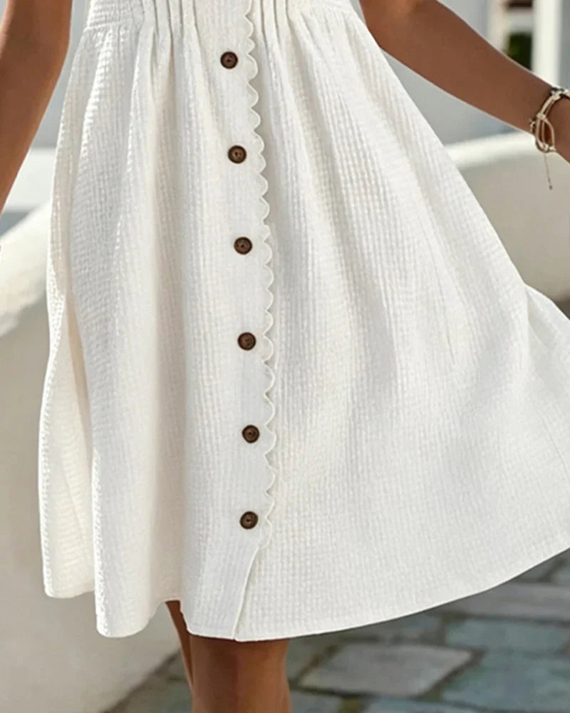 Emmara - Vestido premium de patchwork con mangas abullonadas