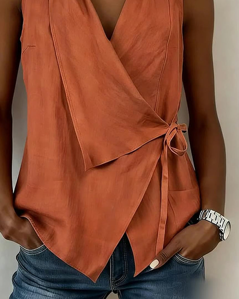 Farren - Blusa cruzada sin mangas