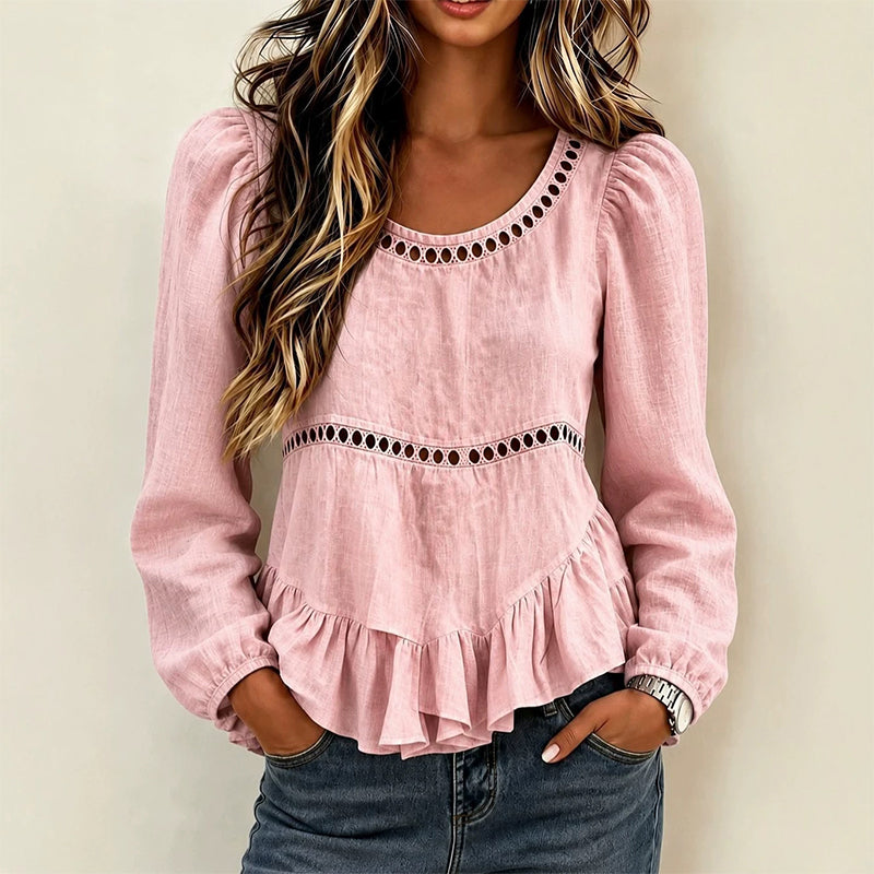 Genevelle - Blusa con holanes de tacto suave