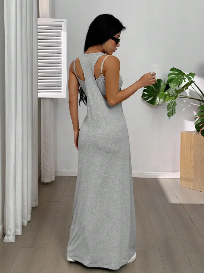 Evania - Maxivestido de dos piezas con capas