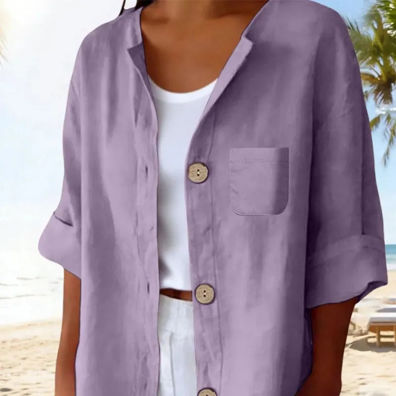 Azelia - Camisa de verano de corte holgado y tacto suave
