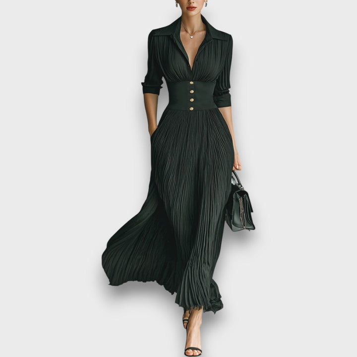 Miryn - Vestido maxi plisado elegante