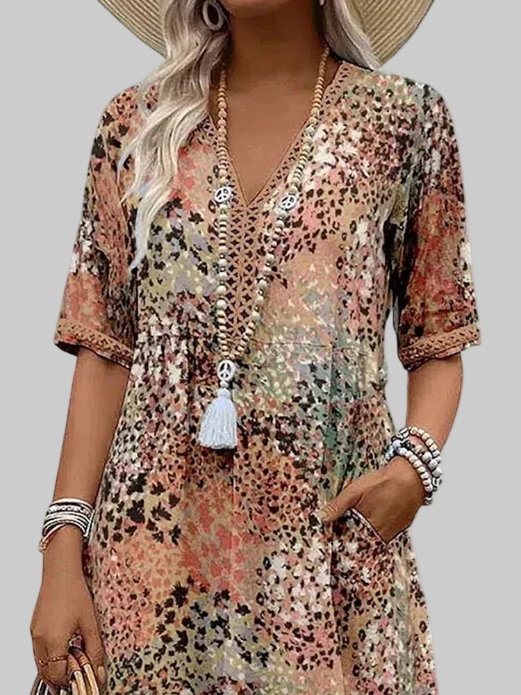 Marisse - Vestido midi floral de tacto suave
