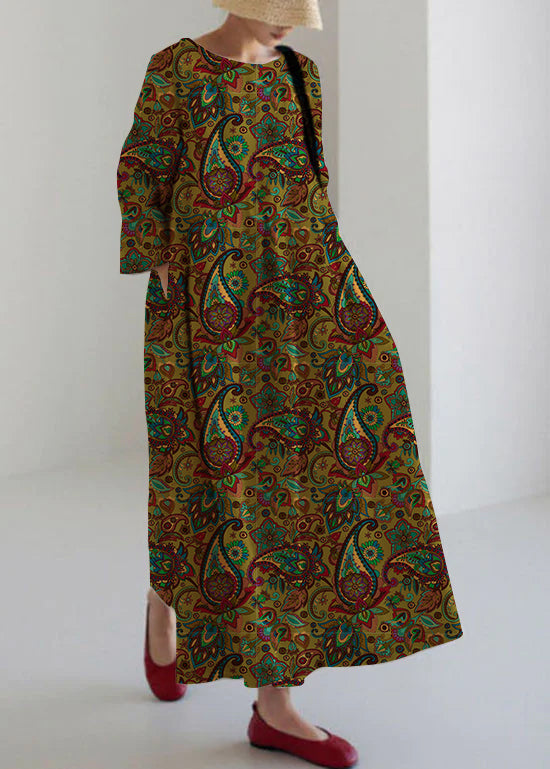 Olive - Vestido de patchwork color oliva