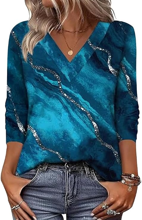 Arianwen - Blusa estampada con escote en V y tacto suave