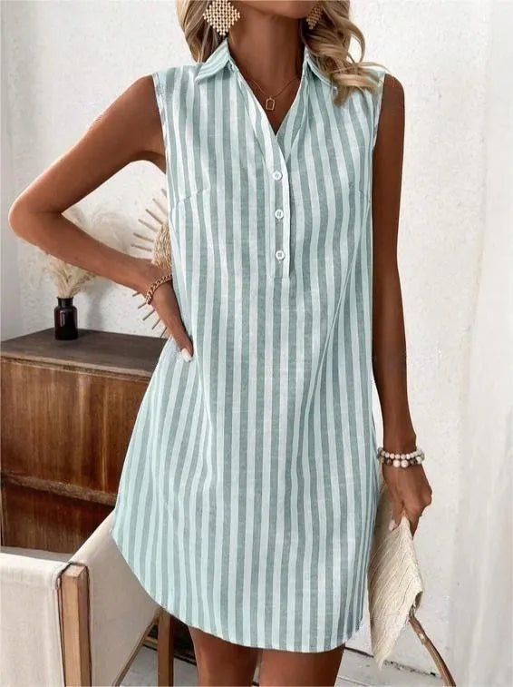 Anora - Vestido camisero a rayas de tacto suave