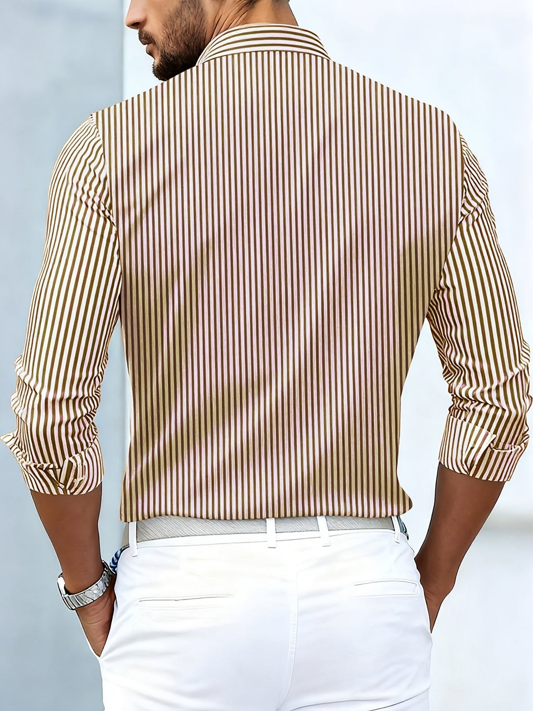 Alverton - Camisa de manga larga a rayas con lavado vintage