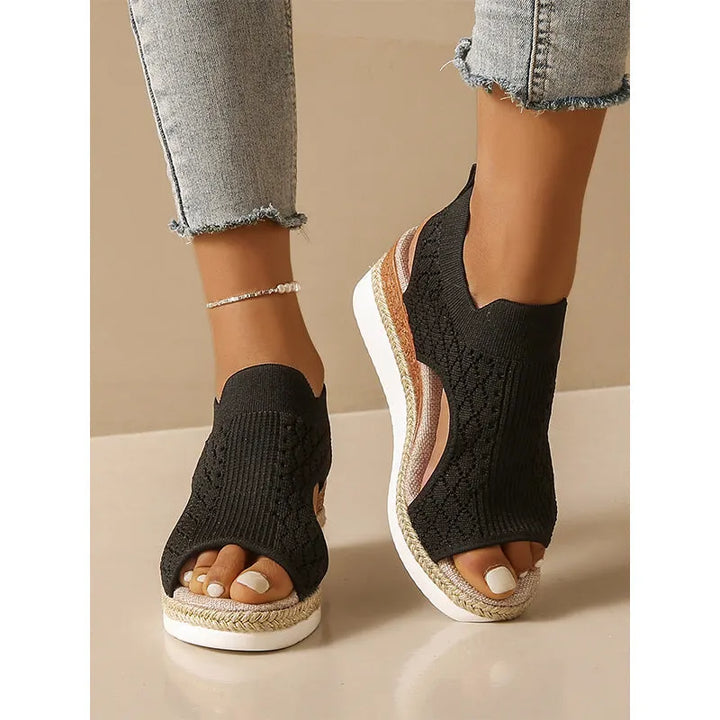 Orianne - Sandalias de cuña con punta abierta y transpirables