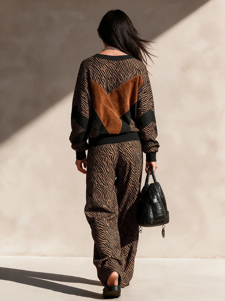 Jorie - Conjunto coordinado con estampado animal de tacto suave
