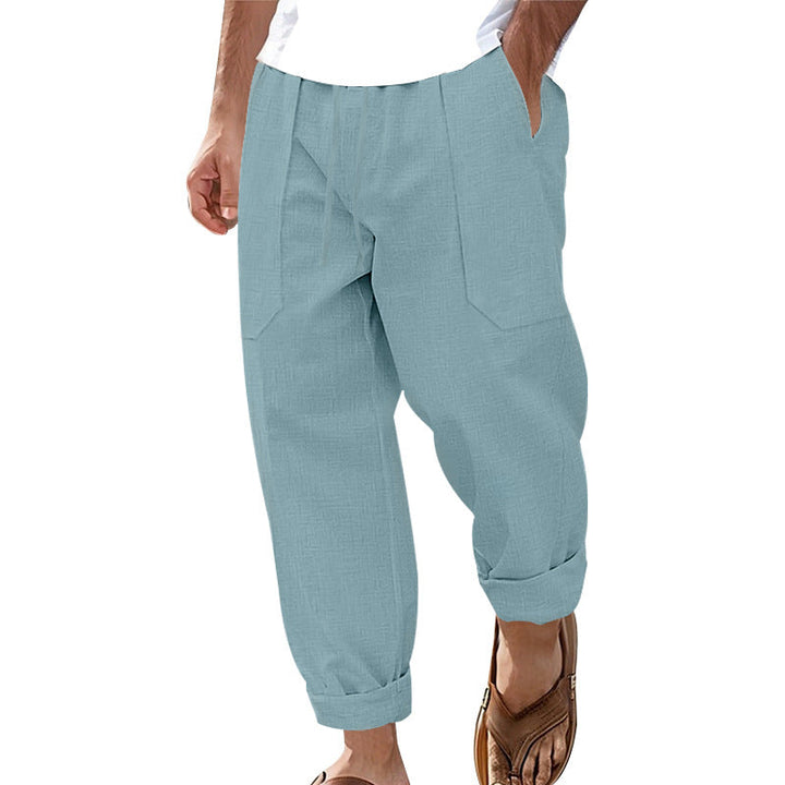 Halston - Pantalón de mezcla de lino de corte relajado