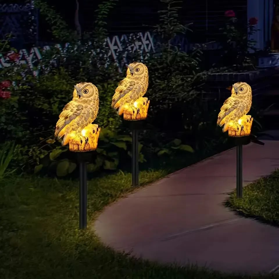 Amora - Lámpara decorativa para jardín con forma de búho