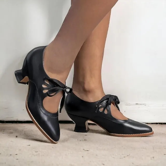Veralyn - Zapatos de tacón kitten con agujetas vintage