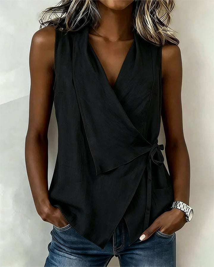 Farren - Blusa cruzada sin mangas