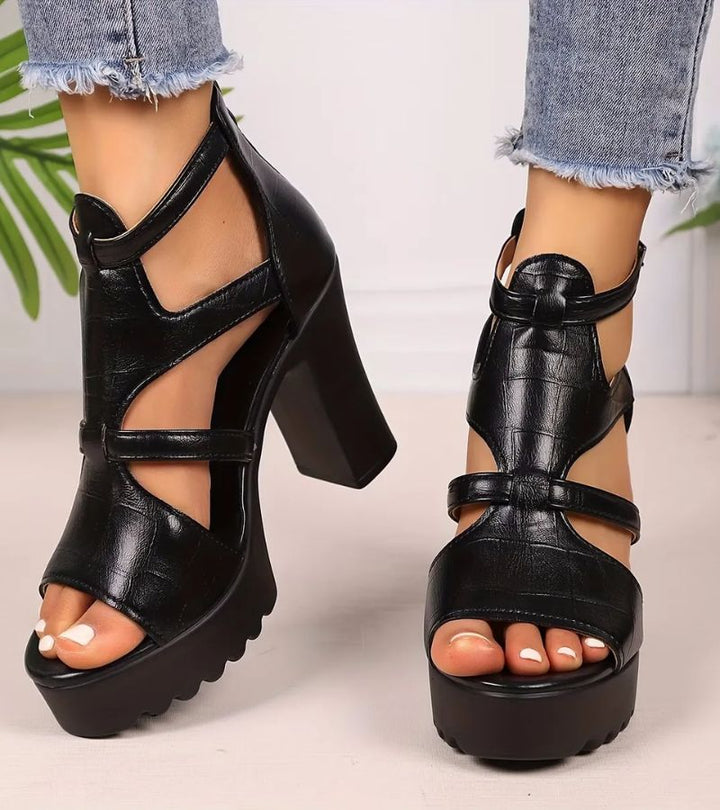 Elestine - Sandalias estilo gladiador con plataforma esculpida