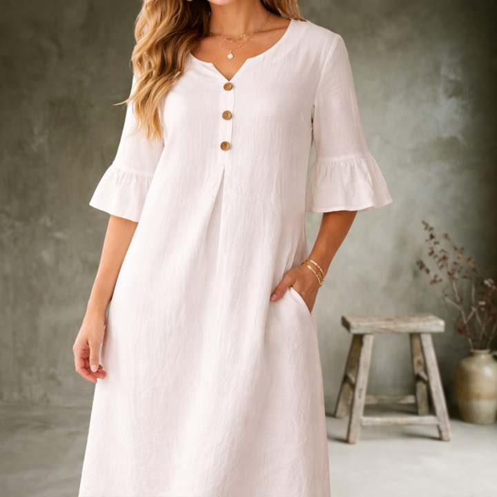 Sorella - Vestido suave al tacto de mangas con holanes
