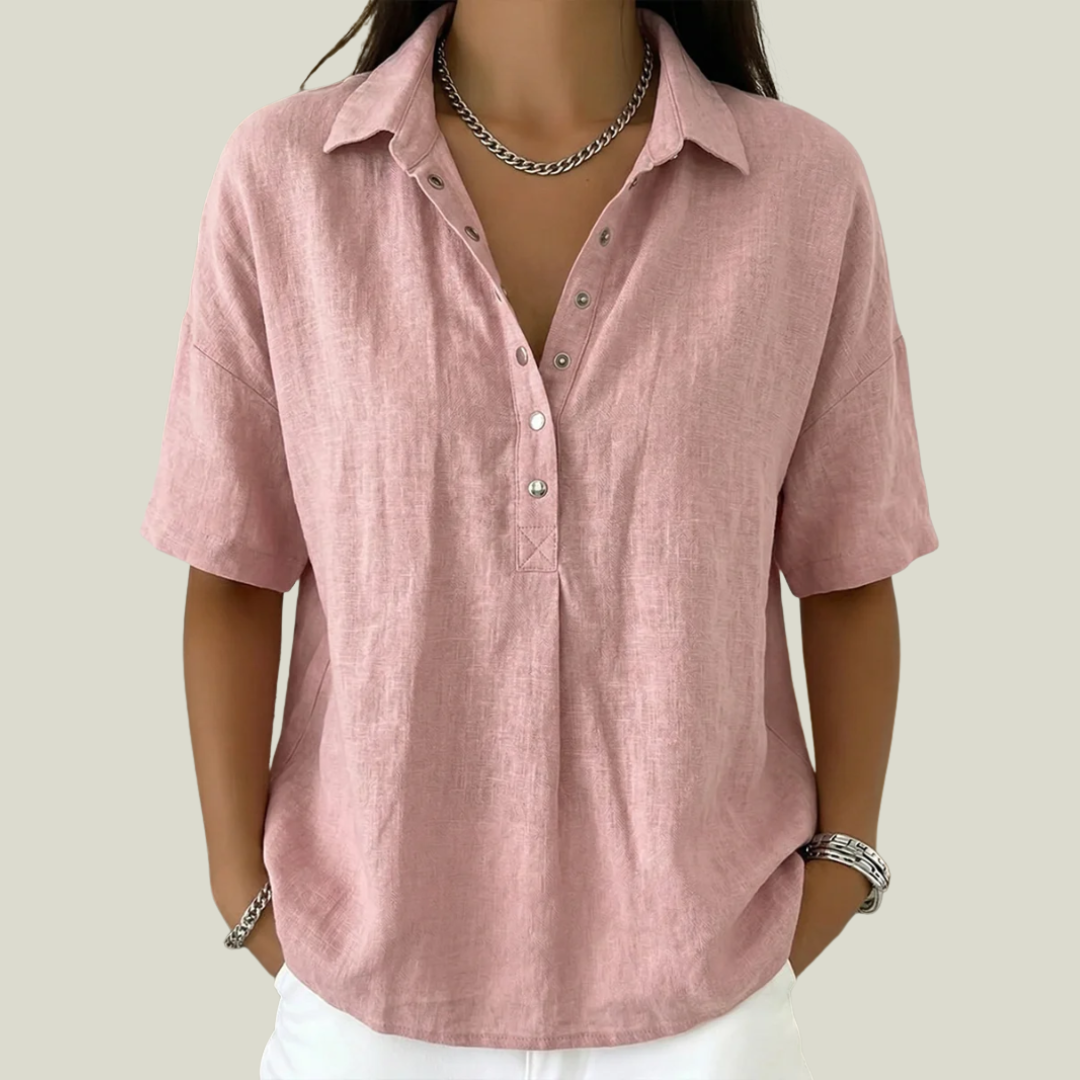 Nina - Blusa de tacto suave con cuello semialto