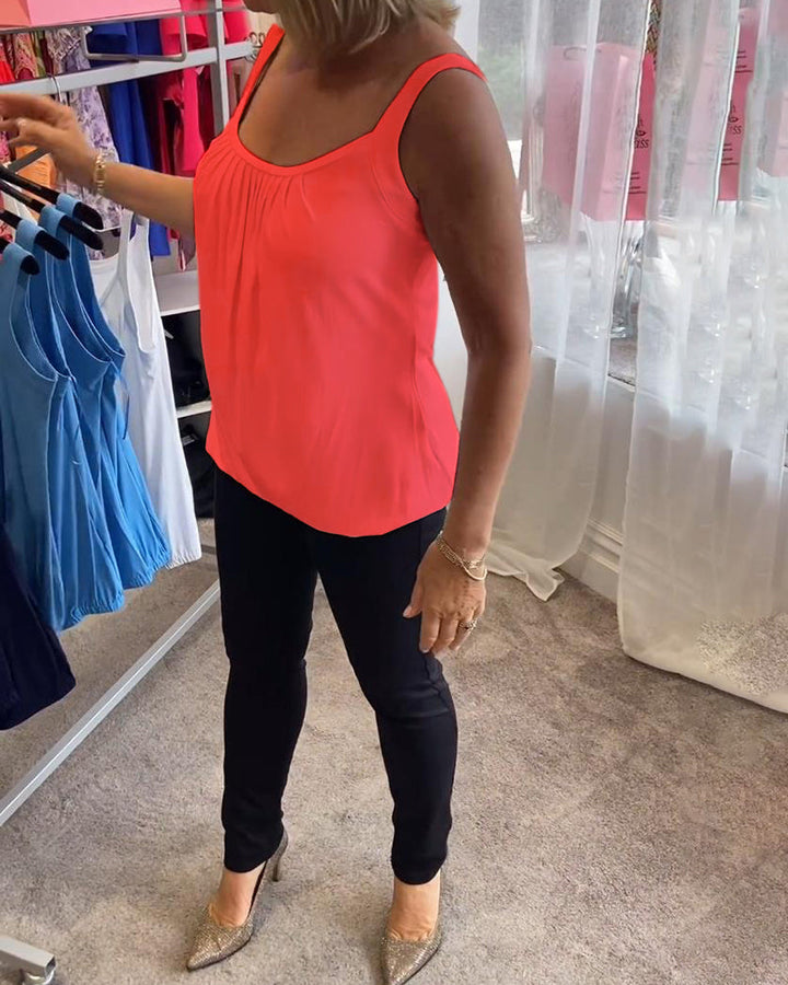 Corina - Top sin mangas con escote en U, suave al tacto