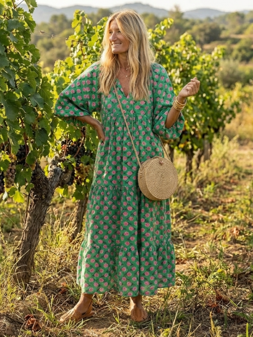 Emmera - Vestido de verano vaporoso con holanes