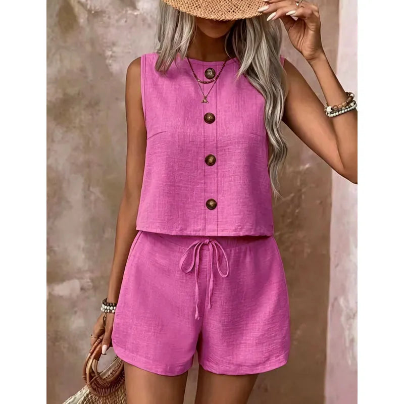 Abilene - Conjunto de top texturizado y shorts