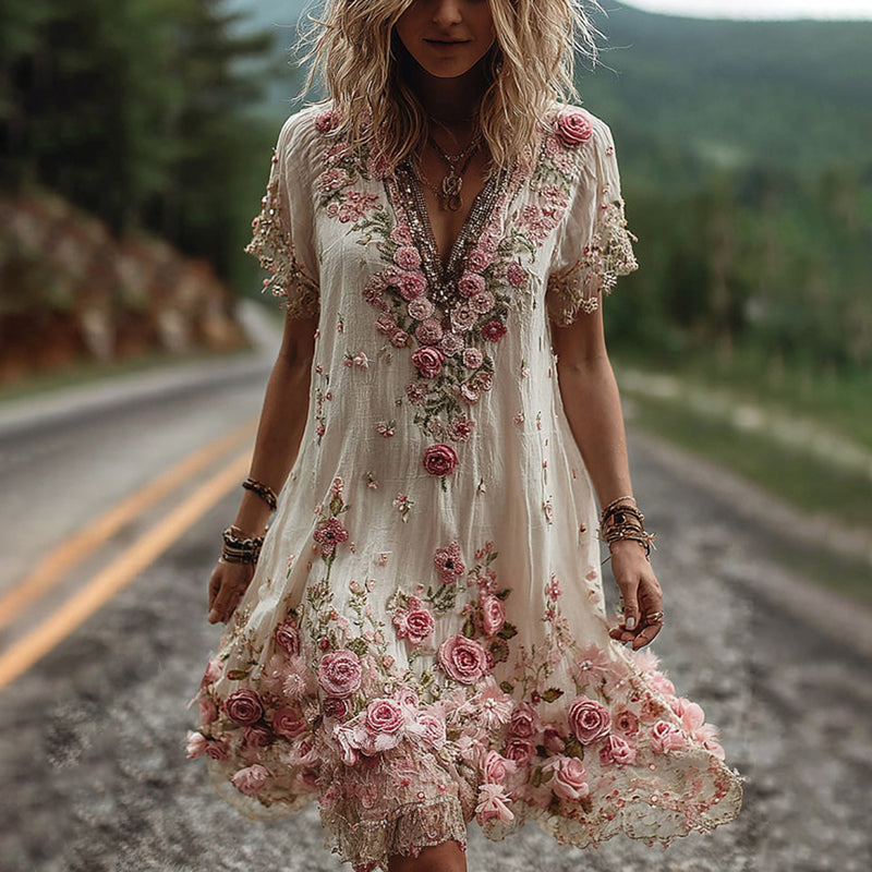 Giselda - Vestido con bordados florales
